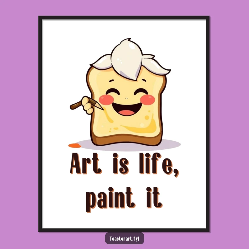 Free Printable Wall Art Funny Art Brush - Smiling Toast Downloadable Decor Gift