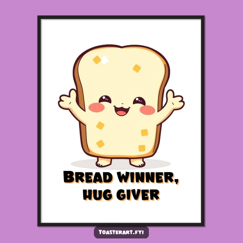 Free Printable Wall Art: Hugging Toast Character - Funny Downloadable Decor