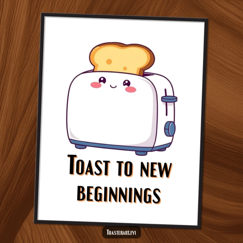 Funny Free Printable Wall Art of a giggling piece of toast character popping out of a toaster with pure delight and humor.