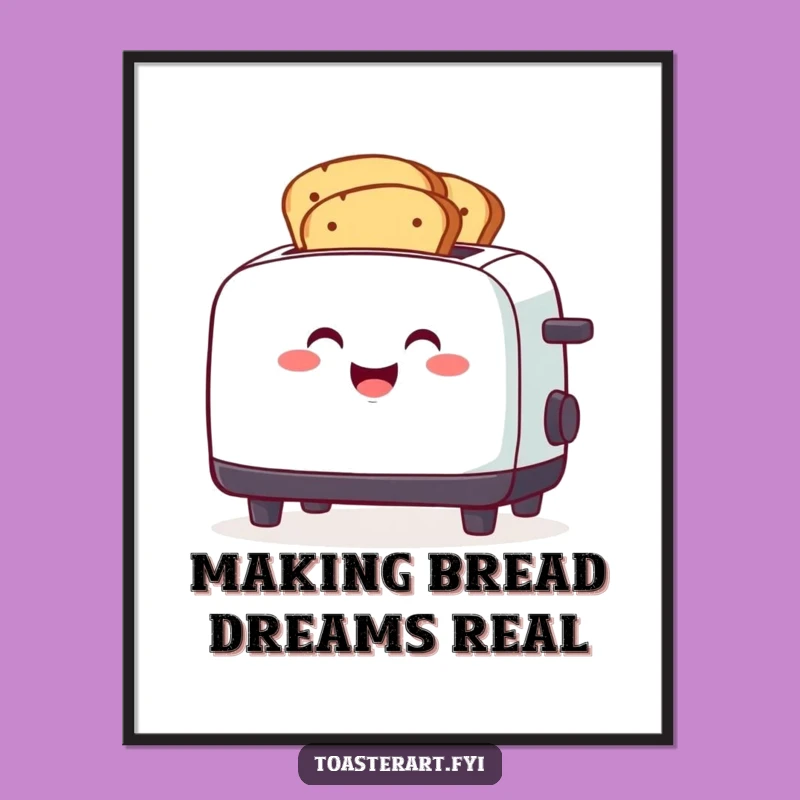 Funny Free Printable Wall Art: Toaster Toasting Bread, Quirky Downloadable Decor!