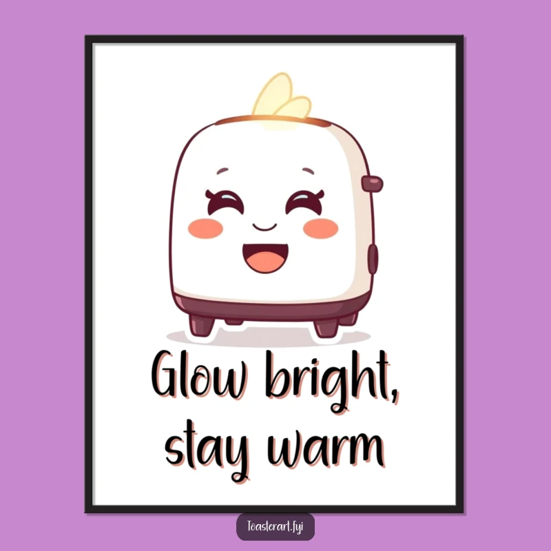 Funny Free Printable Wall Art: Glowing Toaster Character - Warm Downloadable Decor