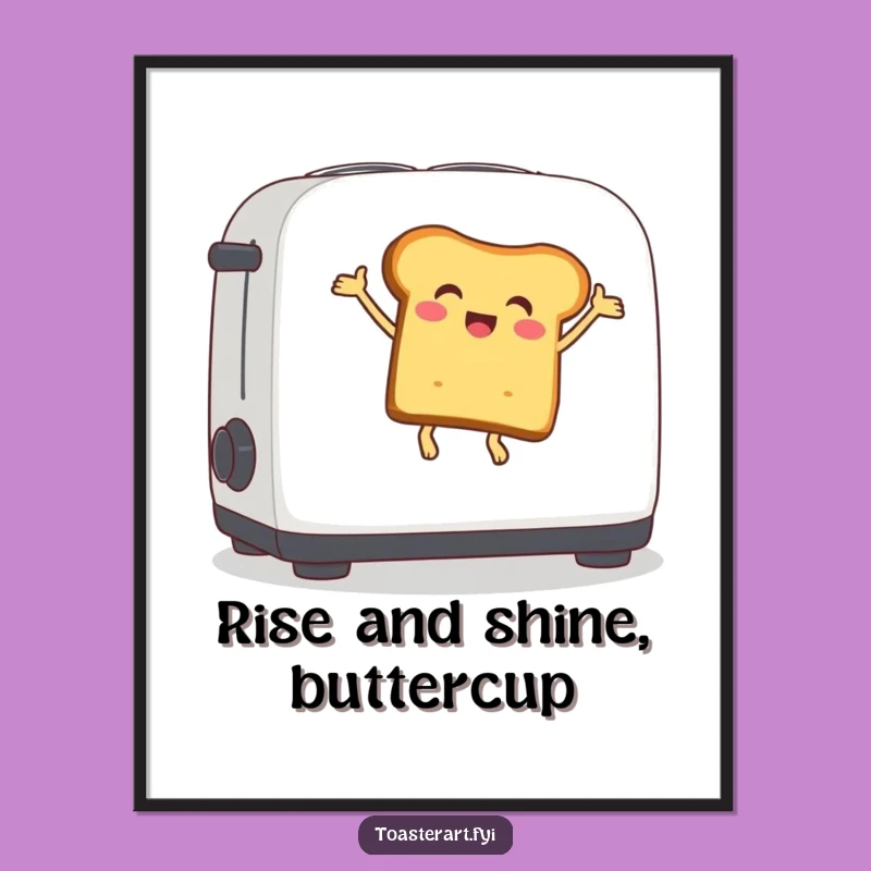 Funny Free Printable Wall Art: Bouncing Bread Slice Humorous Kitchen Decor Gift