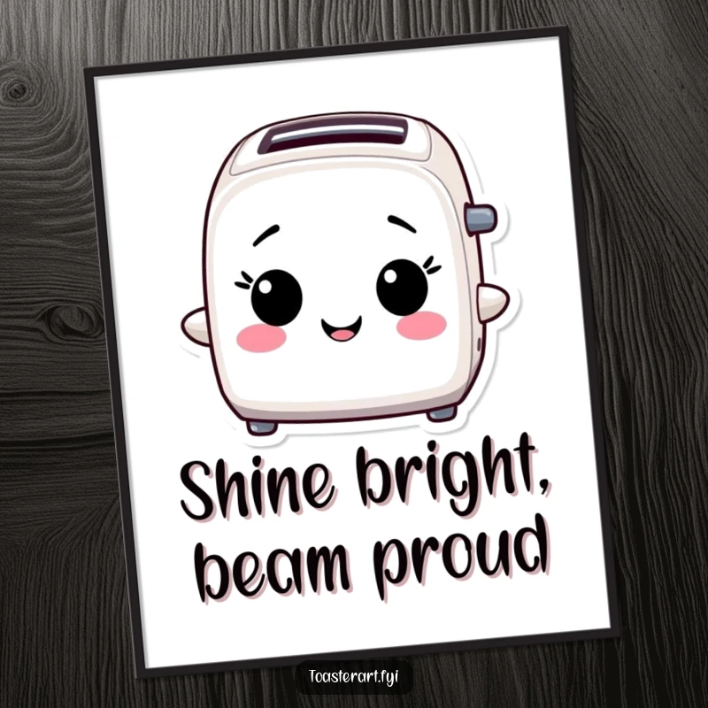 Funny Free Printable Wall Art: A toaster character beaming with self-assured pride.