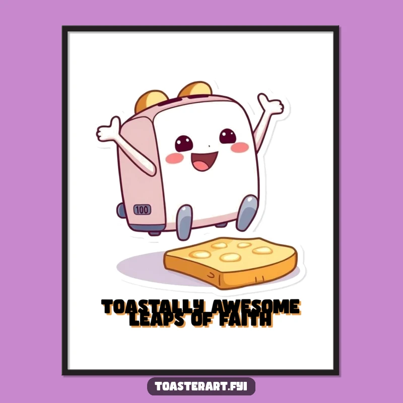 Funny Free Printable Wall Art: Joyful Toaster Leaping on Toast - Downloadable Decor!