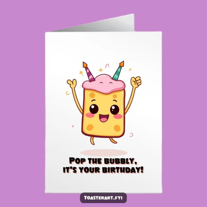 Free Printable Birthday Card: Toast Jump - Funny Downloadable Gift for a Joyful Celebration