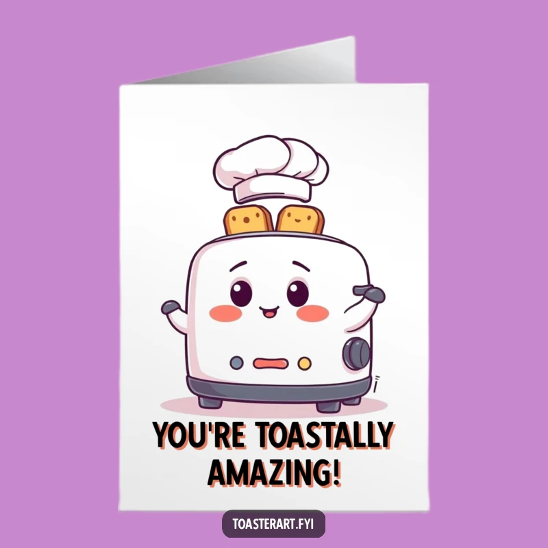 Free Printable Congrats Card: Chef Toaster Juggling Toast - Celebrate Success!