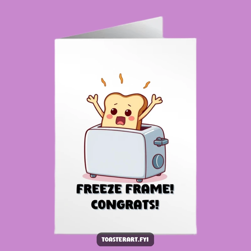 Free Printable Congrats Card: Scared Toast, Humorous Toaster Jump, Downloadable Gift