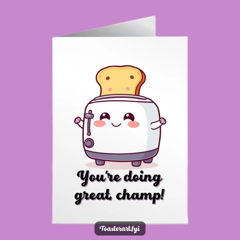 Free Printable Congrats Card: Smiling Toaster Spins Toast - Celebrate!