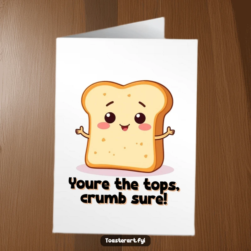 Funny Free Printable Congratulations Card: A cheerful bread crumb character forming a funny shape on bread, celebrating big wins.