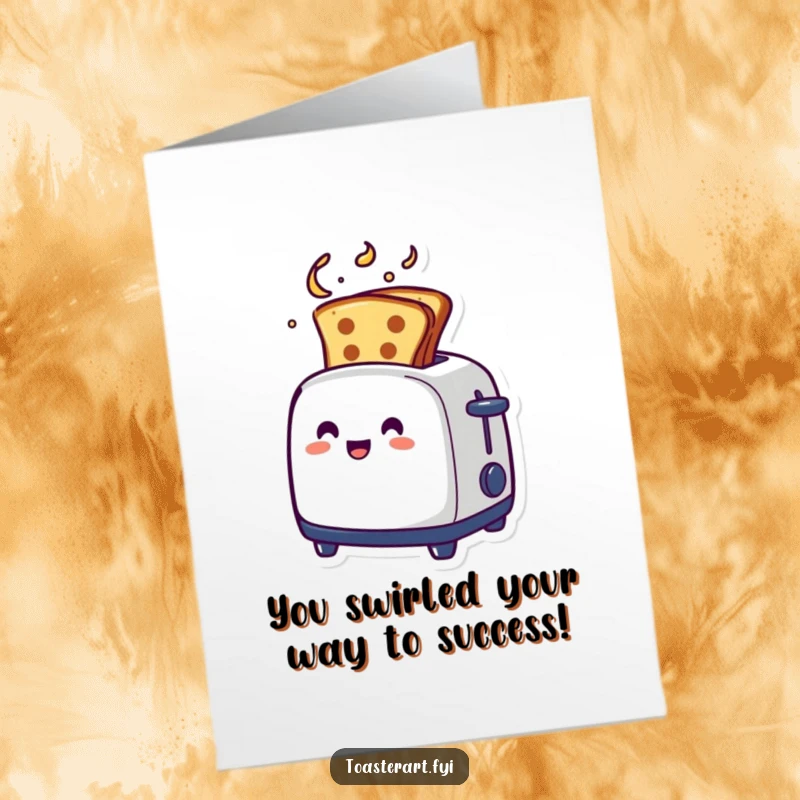 Funny Free Printable Congratulations Card featuring a toaster with toast emerging in an artistic swirl, perfect for witty celebrations.