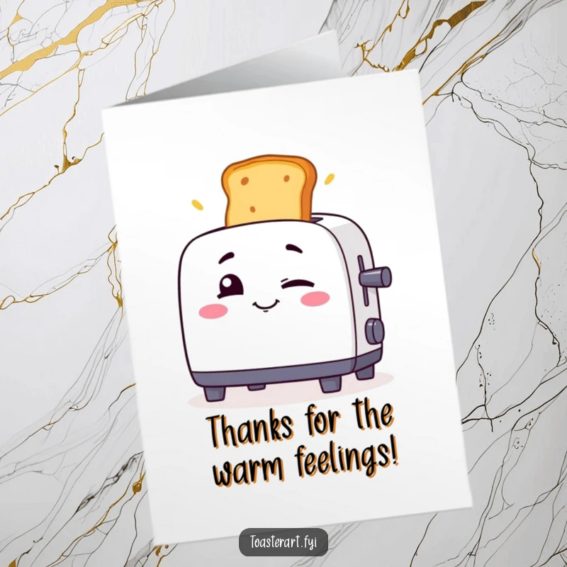 Funny Free Printable Thank You Card: A toaster winks naughtily as toast shoots out, delivering a fun and memorable thank you.
