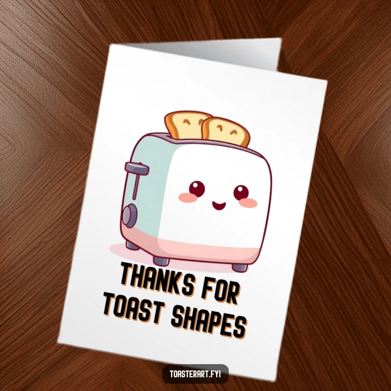 Funny Free Printable Thank You Card where a cheerful toaster crafts toast into various amusing and funny shapes.
