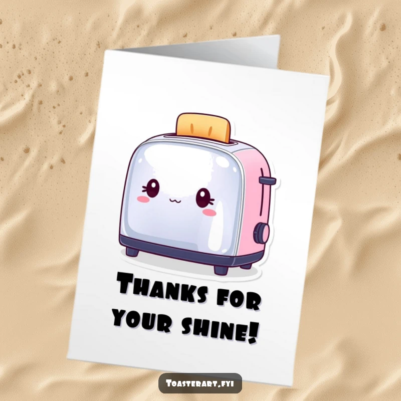 Funny Free Printable Thank You Card featuring a toaster admiring its polished reflection, a stylish way to say thanks.