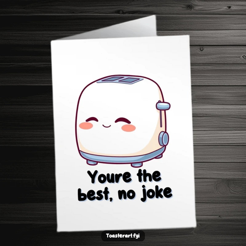 Funny Free Printable Thank You Card showing a friendly toaster winking with its slots open, conveying sincere thanks with humor.