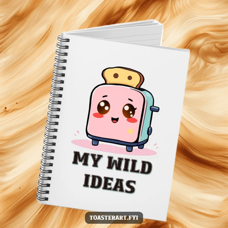 Funny Notebook: Toaster with glowing eyes comically creates abstract toast art, a humorous and artistic journal.