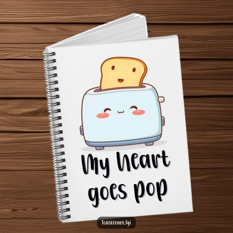 Funny Notebook: Cute toaster character blushes deeply as toast pops out, a sweet and humorous journal.