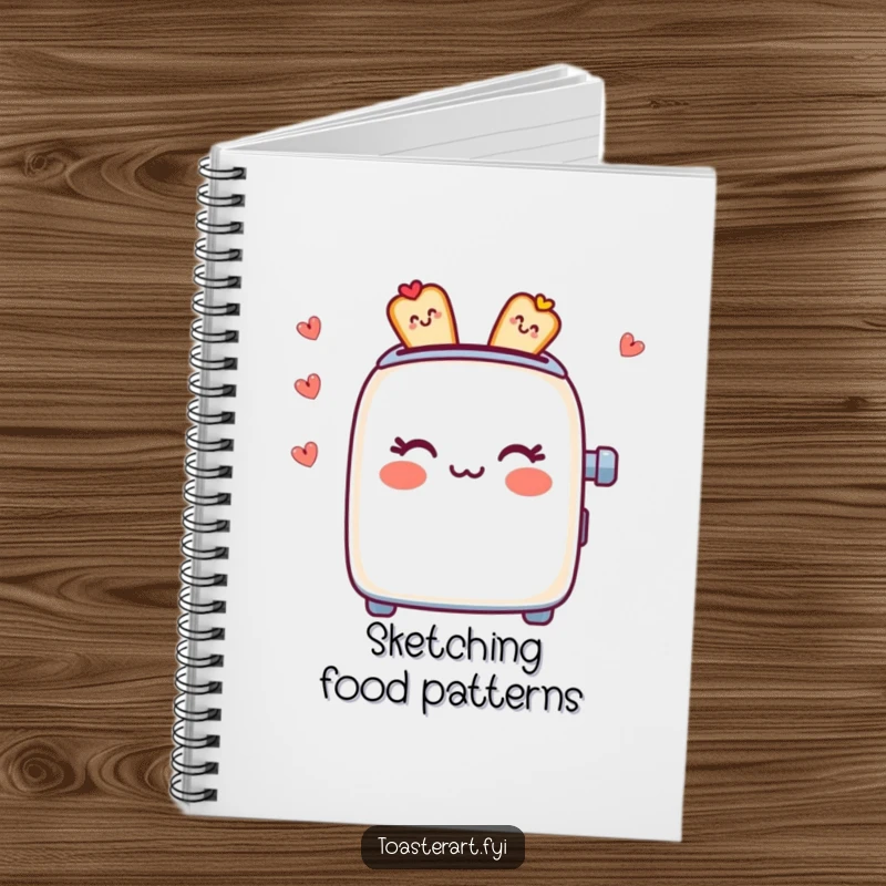 Funny Notebook: A toaster character designs edible patterns, inspiring creativity for every page.