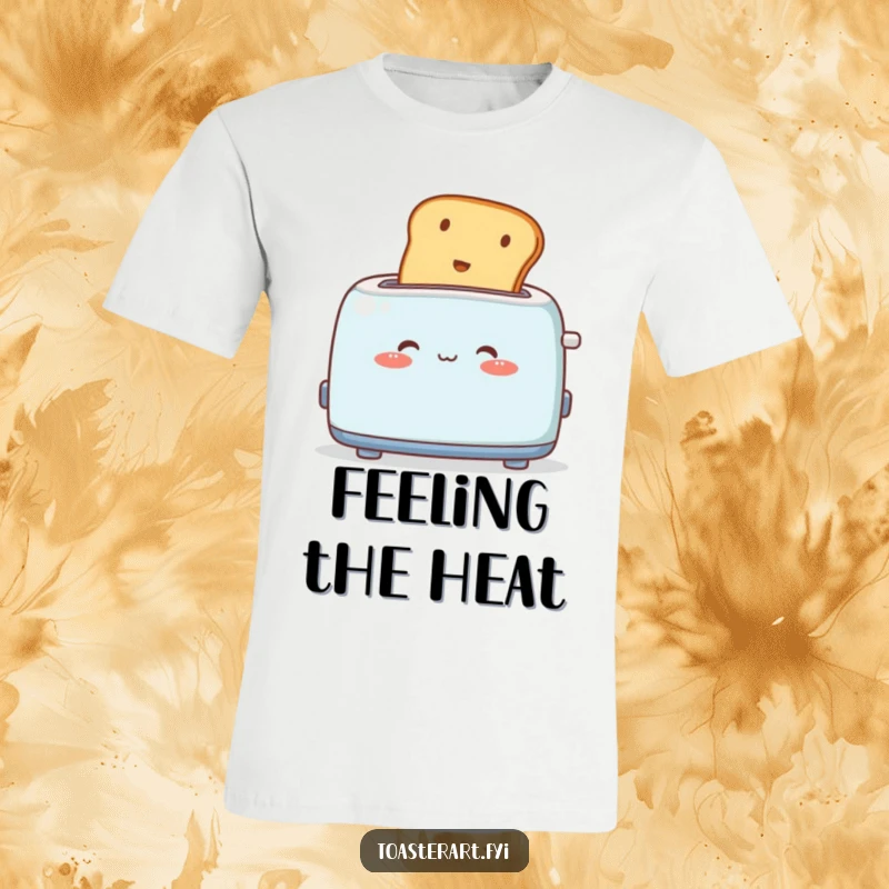 Funny T-Shirt: A cute toaster character blushes intensely as toast ejects, a humorous and endearing design.