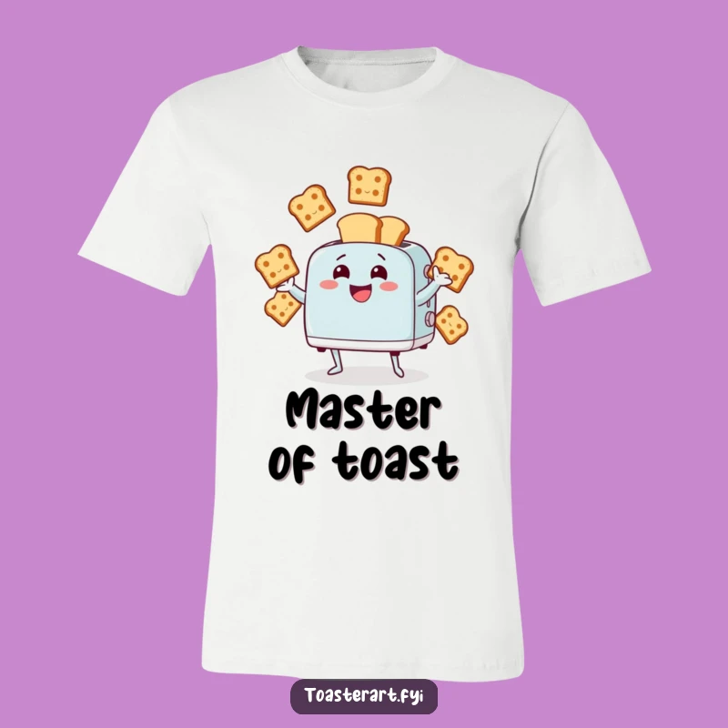 Funny Juggling Toaster T-Shirt - Giggling Character with Bread Slices Apparel