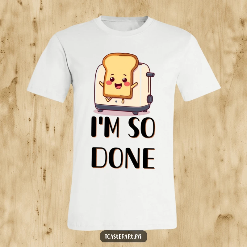 Funny T-Shirt: Comical cartoon toast joyfully leaps out of a toaster, showcasing a hilarious breakfast moment.