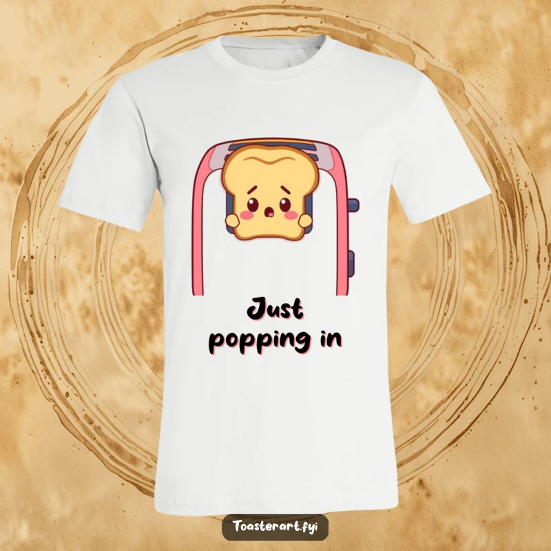 Funny Toast T-Shirt: A startled slice of toast pops out of toaster slots, comically expressing surprise and alarm.