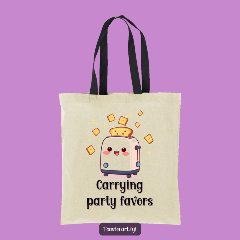 Funny Toaster Confetti Tote Bag, Ejecting Toast, Carry the Party
