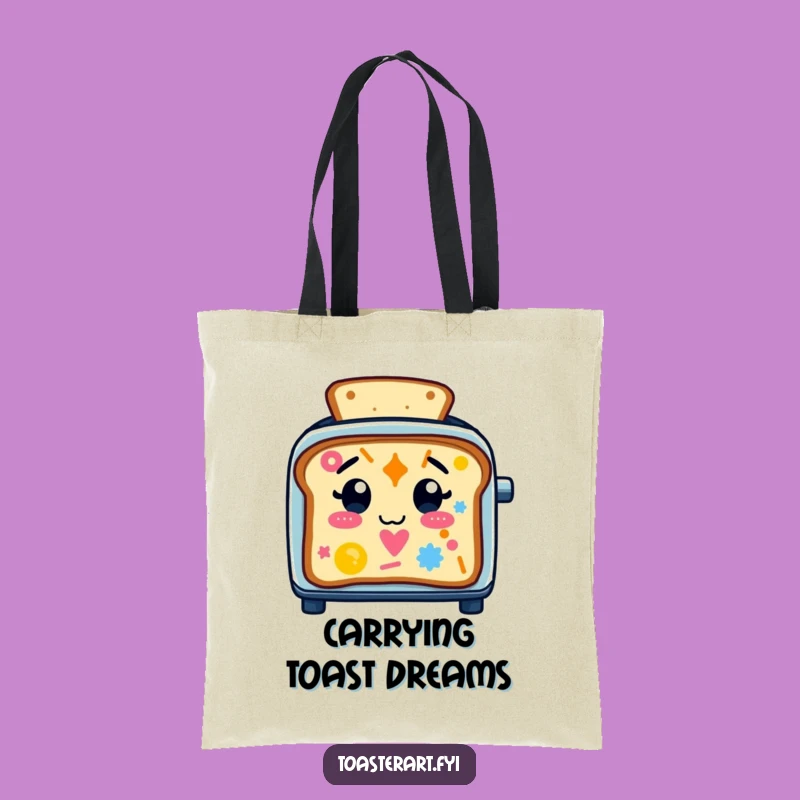 Funny Toaster Toast Pattern Tote Bag: Playful Character Art, Practical Gift!