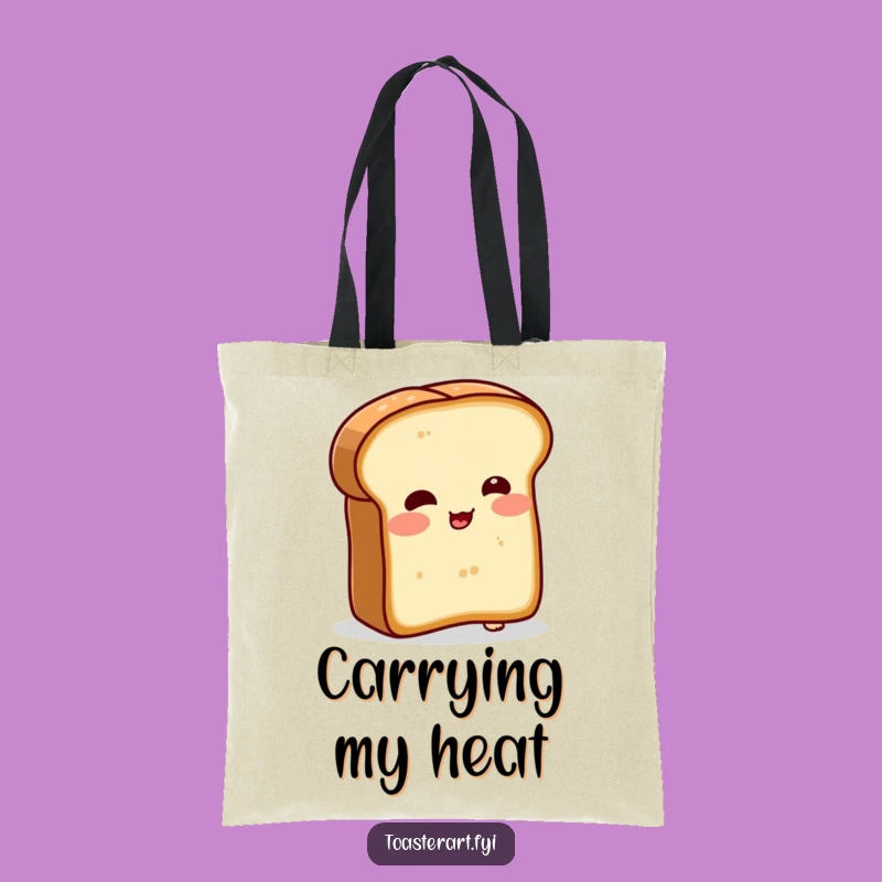 Funny Blushing Bread Tote Bag - Quirky Character Accessory for Humorous Shopping