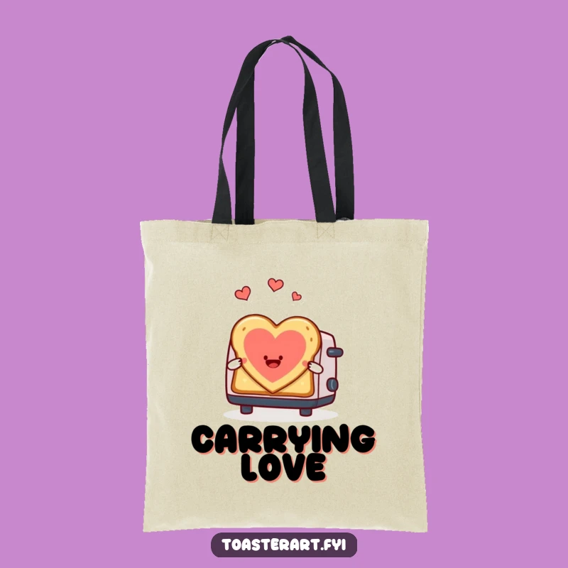 Funny Heart Toast Tote Bag - Toaster Love Reusable Bag, Charming Funny Gift