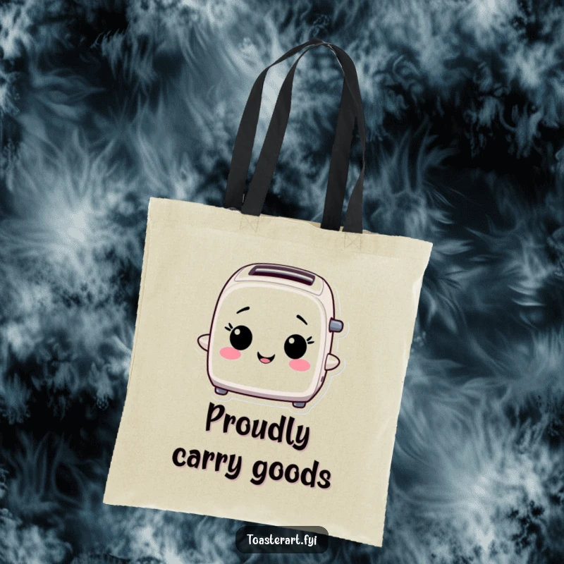 Funny Tote Bag: A toaster character beams with pride, carrying your essentials with a confident air.
