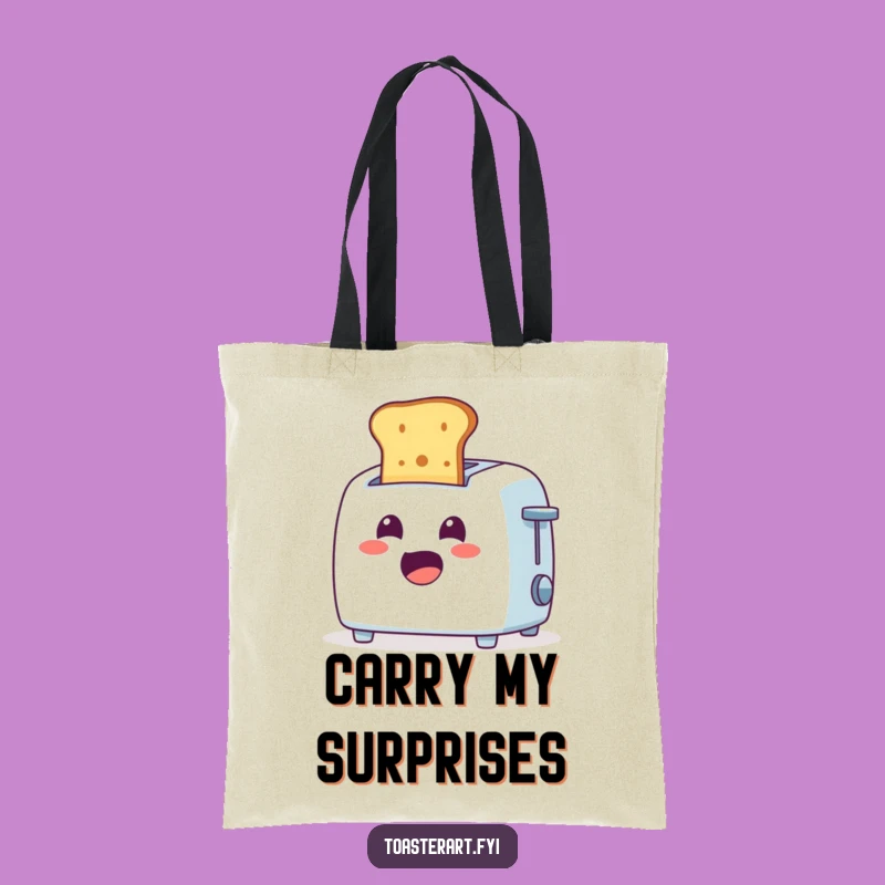 Funny Surprised Toaster Toast Tote Bag: Carry Your Morning!