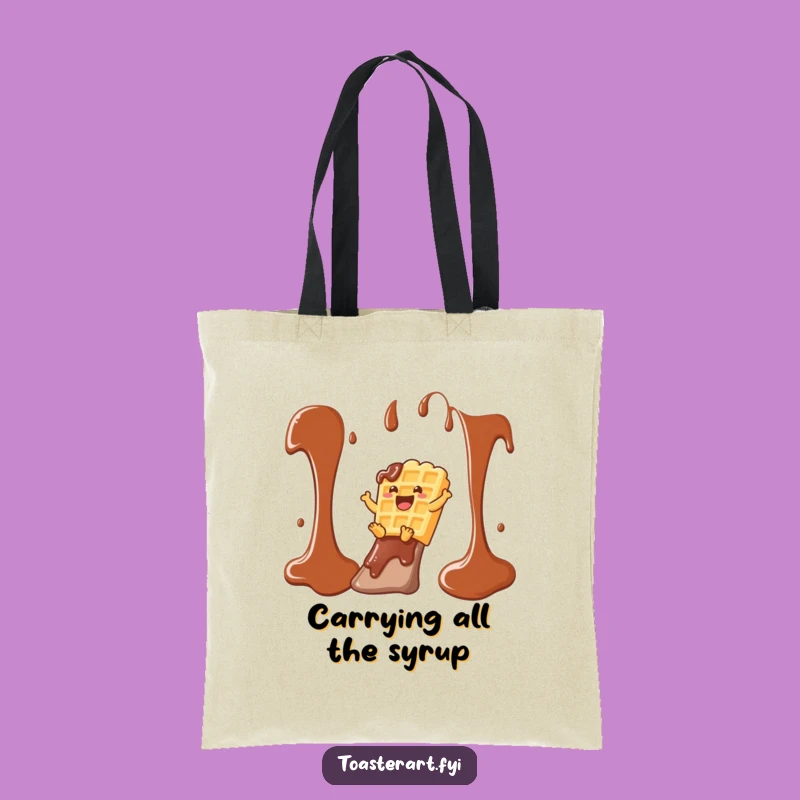 Funny Waffle Syrup Slide Tote Bag: Carry Your Laughs & Essentials