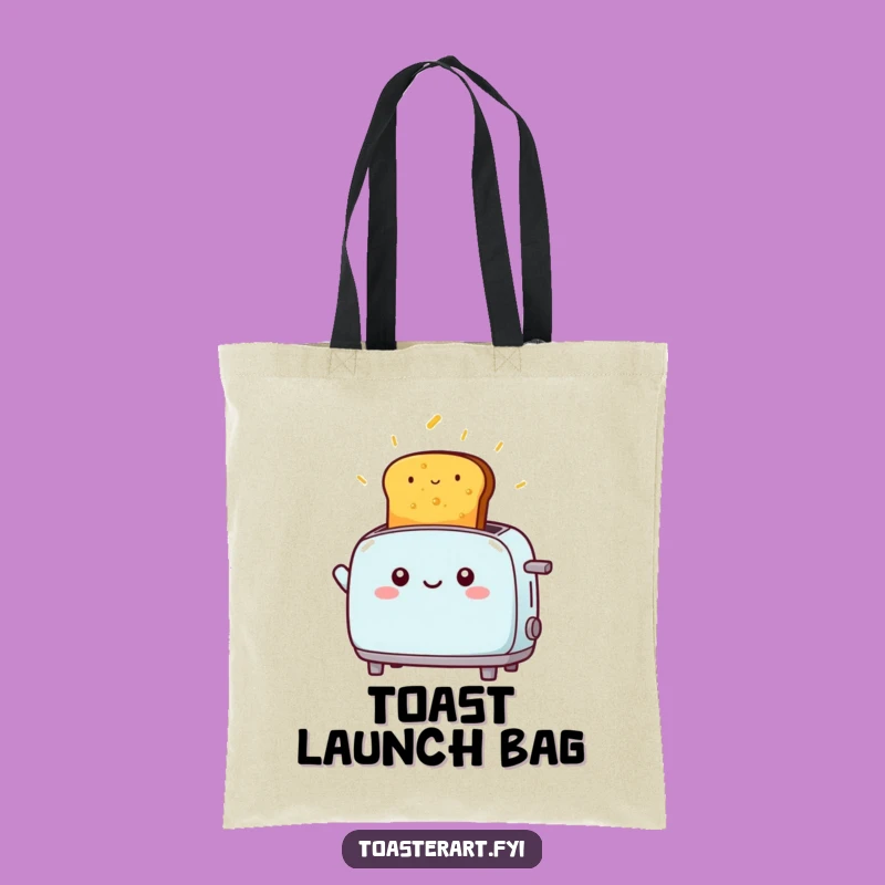 Funny Kawaii Toaster Launching Toast Tote Bag: Carry Joy Hilariously
